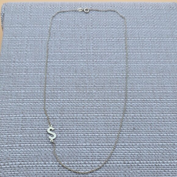 Jewelry - 18.5 Inch Gold Over Sterling Silver Letter S Chain Necklace A5995